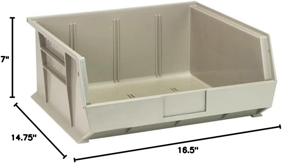 Quantum Storage Systems QUS250SN Bin, 16-1/2" W x 14-3/4" D x 7" H, Polypropylene, Stone