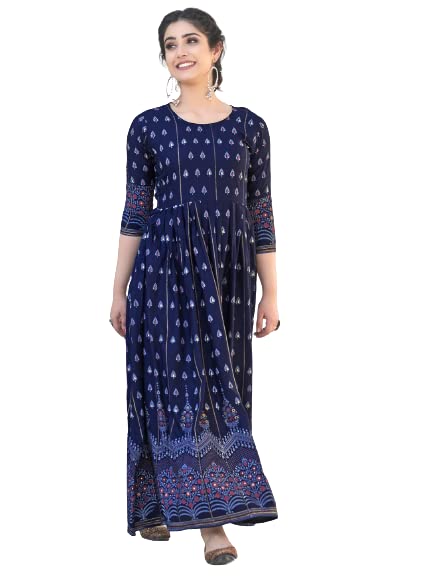 devek Women and Girls A line Long Party Gown Dresses Long Gown Long Kurti Party Dresses Western Dresses Girls and Women Maxi Gown Floral Printed Kurti Anarkali Gown Latest Stylish Fancy Gown-picture-12