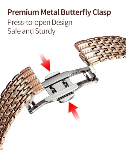 Image of BINLUN Mesh Stainless Steel Watch Band, Ultra Thin Polished Replacement Bracelets with Butterfly Buckle for Men Women, 12 /14 /16 /18 /20 /22mm