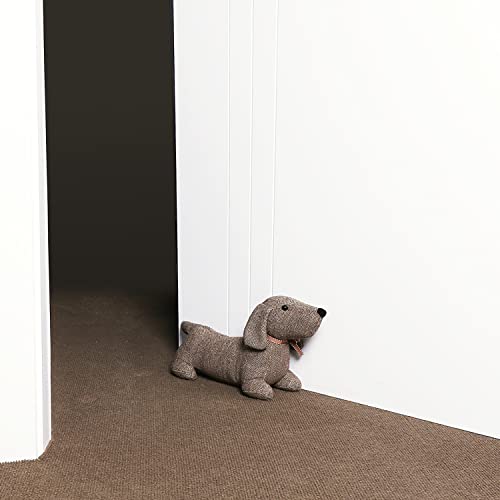 SANFERGE Niedlicher dekorativer Türstopper für Zuhause und Büro, Boden-Türstopper, Stofftier, gewichtete schwere Wandschutz, brauner Hund