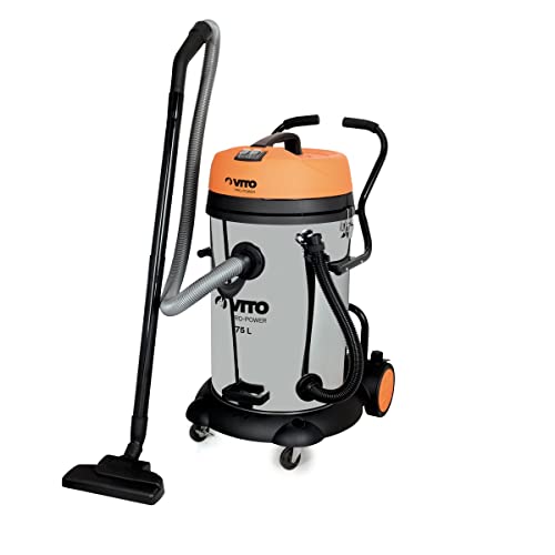VITO - Aspirateur eau et poussieres 2400W Double moteur Cuve Inox 75L Nettoyage Professionnel