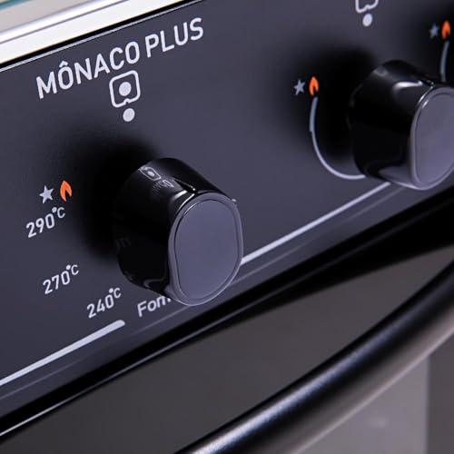 Fogão 4 bocas Atlas Mônaco Plus Preto com Acendimento Automático e Mesa Inox