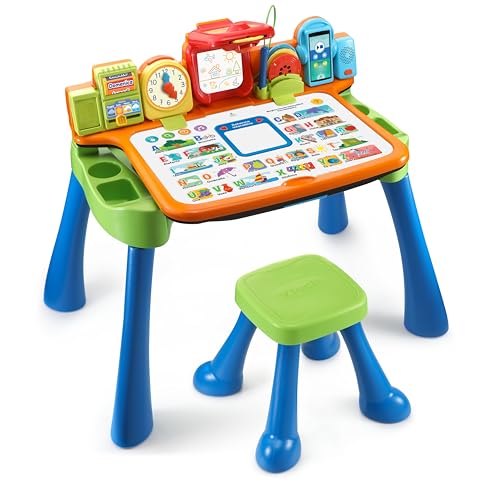 VTech Magic - Mesa interactiva para Aprender, Mesa Infantil multifunción 5 en 1, función proyector, aprende a Escribir y Dibujar, Caballete para niños, Idioma Italiano, 3-6 años