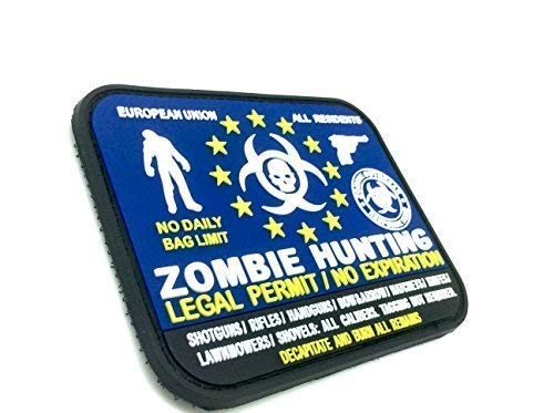Permiso Legal Caza del Zombi de la UE Todos los residentes de PVC Airsoft Patch Azul