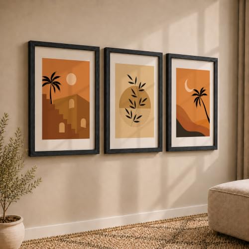 Image of NoWorries Minimalist theme coconut tree wall paintings for home decoration /Tree art wall frames for wall decor Set of 3 Frames (Theme-Nature) (Pattern-Minimal) (Art-14, 17x25inch)