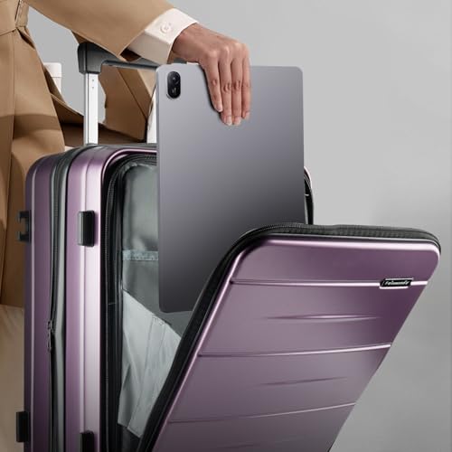 20-Inch Hardshell Carry-On Luggage with TSA Lock,Cup Holder, 360° Silent Spinner Wheels & Front Pocket - Lightweight suitcase for Business Travel, With Extensible Layer(Purple)4