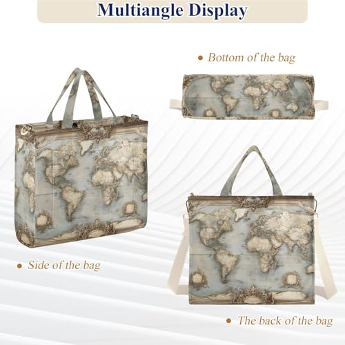 Bolsa Tote Vintage con Mapa Mundial para Mujer miniatura 7