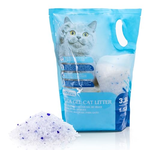 Productos para gatos 🐾😺 129 Nobleza - Arena para Gatos de sílice Camada para Gatitos de Gel de Diamante 3.8L Absorbente, Cómodo Biodegradable