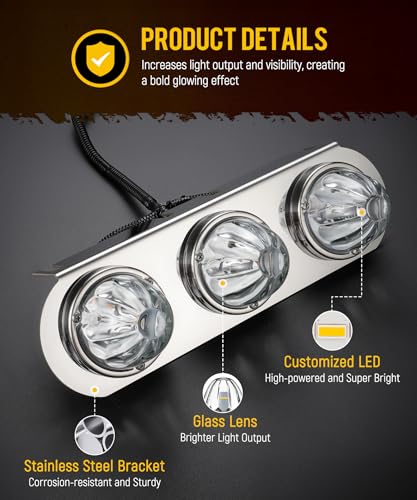 Partsam Luz LED Barra para Camiones con 3 Luces Watermelon miniatura 3