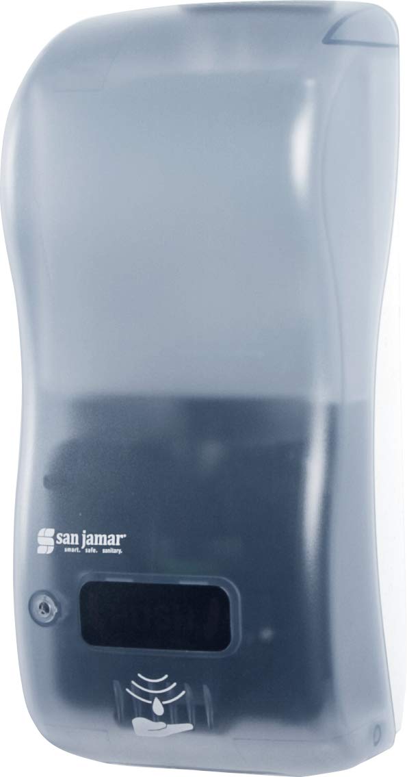 San Jamar Classic Rely Hybrid Electronic Liquid and Lotion Soap Dispenser Hand Sanitizer Dispenser for Bathroom, Kitchen, Restrooms, and Restaurants, Plastic, 900 Ml, Arctic Blue