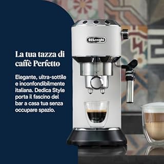 De'Longhi Dedica EC685.W Macchina da Caffè Espresso Manuale e Cappuccino, Caffè in Polvere o in Cialde E.S.E., 1350 W, Bianco