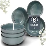Juego de Vajillas Modernas para 6 Personas - Cuencos para Aperitivos - Bol de Müsli Estilo Rústico en Steingut - Conjunto Elegante, Apto para Lavavajillas - Pure Living en Color azul humo