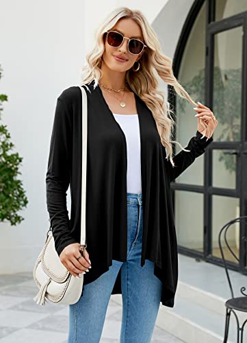 Pogtmm Women's Summer Cardigan Sweater Open Front Mid-Long Lightweight Cardigan Thin Jackets (Black, Us Xxl(20-22)) #TOP3