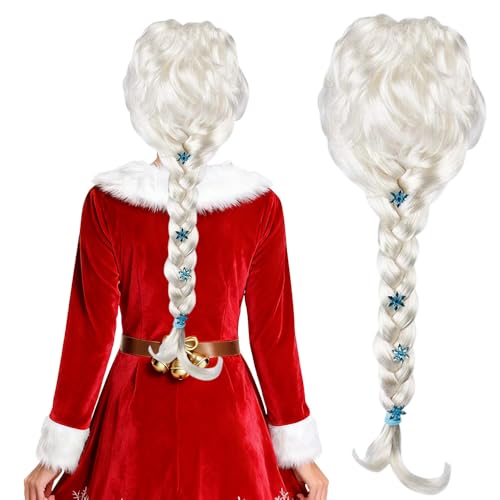 PLLYPE Elsa Perruque de Princesse Raiponce Perruque Tresse Raiponce Costume Perruque pour Noël, Halloween, Carnaval, Cosplay, Mascarade pour Fille à partir de 14 Ans