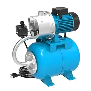 BOMGIE 1.5HP Shallow Well Pump with Pressure Tank,1200 GPH Irrigation Jet Pump Automatic Booster Sprinkler System,Stainless Steel Water Transfer Camp Pump for Home, Garden, Lawn