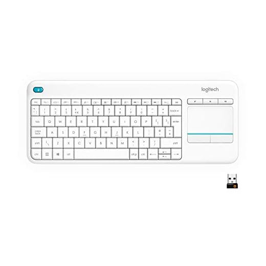 Logitech K400 Plus Trådlös Touch TV-tangentbord med mediakontroll och pekplatta, HTPC-tangentbord för PC-ansluten TV, Windows, Android, Chrome OS, bärbar dator, Layout Pan Nordic QWERTY - Vit