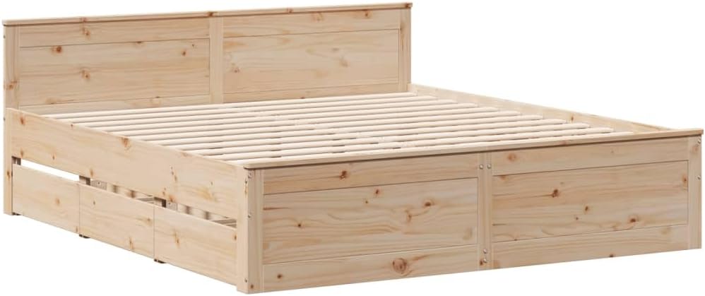 vidaXL Solid Wood Bed without Mattress with Headboard 180 x 200 cm