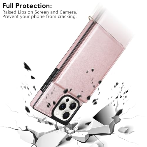 Vofolen for iPhone 15 Pro Max Wallet Case with Card Holder RFID Rose Gold by Vofolen - Used condition - Image 5