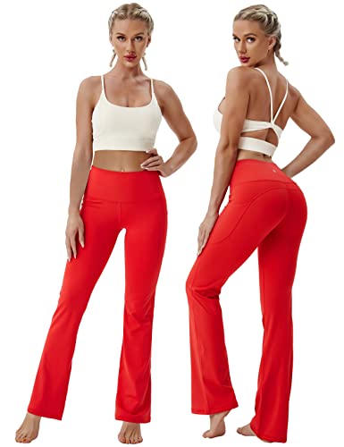 Image of BUBBLELIME 29 inch /31 inch /33 inch /35 inch /37 inch 3 Styles Women's High Waist Bootcut Yoga Pants Basic /Side Pockets Tummy Control Workout Flared