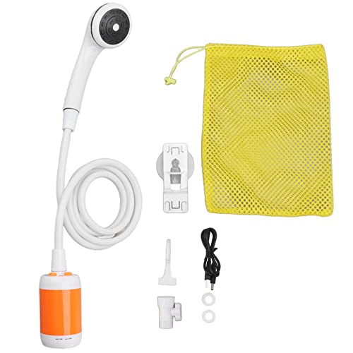Portable Electric Shower,Portable Shower for Camping Outdoor Camp Shower for Camping SPA Car Washing Animal Bathing Plant (Orange-White)