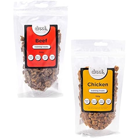 Drool Pet Products 100% Pure Dried Fresh Meat Beef & Chicken Double Pack Training Treats for dogs (2 x 150g)- Air-Dried Nibbles Dog Chews for Dogs & Puppies Cover