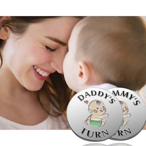 Image of New Dad Mom Gifts Funny Decision Making Coin, New Parent Mummy Daddy Pregnancy Women First Time to be Moms Dads St.Patrick's Day Easter Birthday Gifts Double Sided
