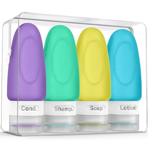 Image of Dot&Dot Leak Proof Travel Bottles - Tubes for Liquid TSA Approved 1oz Silicone Toiletries Travel Shampoo & Conditioner Containers with Labels