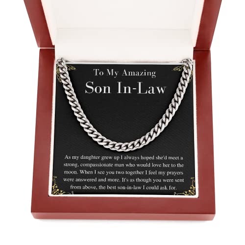 Mjg Gift For Son In Law Chain Necklace From Father In Law On Wedding Day Gift For Him From Mother In Law Present Chain Necklace With Message Card Stainless Steel (Stainless Steel), 18 Inches #TOP4