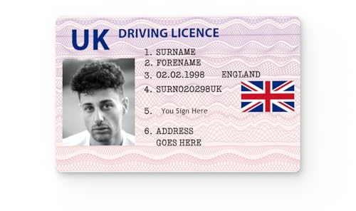 UK Driving License Replica ID Card for Cosplay, Film & TV Props – Double-Sided, Customisable with Photo, Name & Birthdate – Eco-Friendly Prop Card by The Card Project US