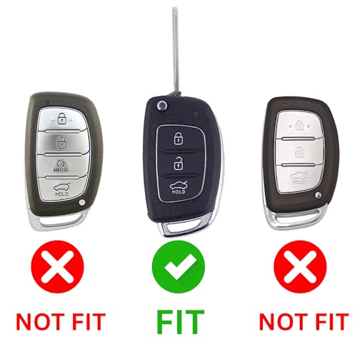 Image of SHOPOFLUX Metal Key Cover for Hyundai Hyundai Creta, Venue, Tucson, Alcazar, I20, Grand i10 Nios, Aura, Xcent, Exter 3 Button Flip Key Only - Black