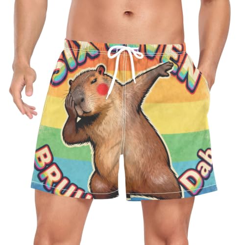 Pantalones cortos Six Seven Bruh para playa y piscina con capibaras retro