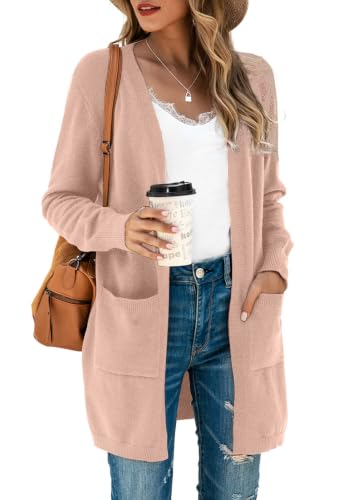 Image of TASAMO Cardigan Sweaters for Women Long Sleeve Open Front Casual Knit Fall Coat Oversized Soft Outwear with Pockets