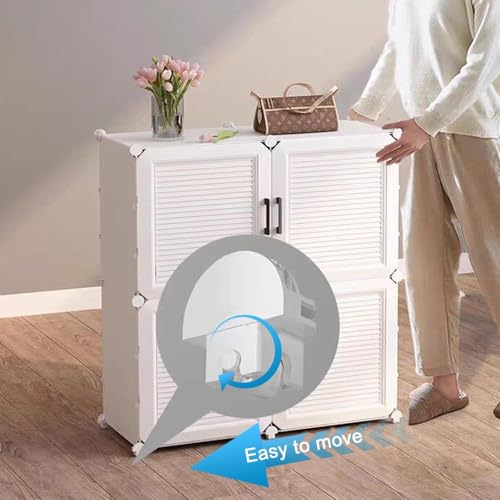 Image of Plastic Shoe Rack for Home with Door, 4 Door 12 Shelf | DIY Shoe Stand Organizer Cabinet for 24 Pairs Storage | Portable Slipper & Chappal Stand