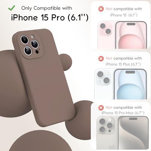 Coque iPhone 15 Pro silicone protège caméra et dos microfibre marron clair - 2
