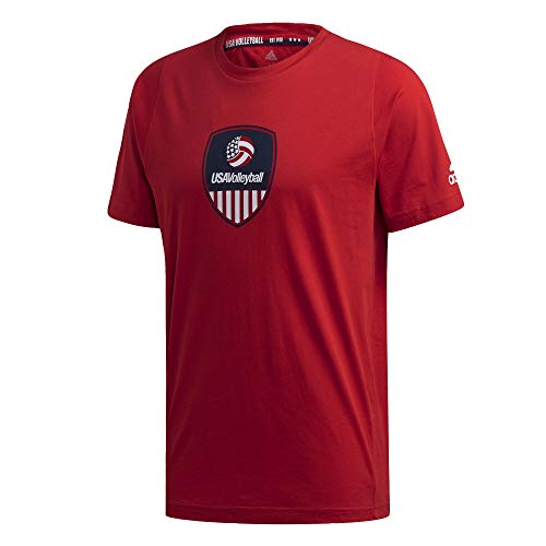 adidas Men's USA Volleyball Tee s Power Red/White/Collegiate Navy Medium