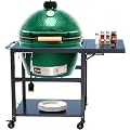 Outdoor Grill Table Cart for XLarge Big Green Egg Accessories, Heavy Duty Metal Rolling BGE Cart with 3 inch Casters, Sturdy Side Table, Hooks, Prefect for Spring BBQ with XL Big Green Egg Stand