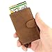 Produktbild Krone Kalpasmos Mini Slim Minimalist RFID Blocking Front Pocket Echtleder Brieftasche mit Pop-Up-Kartenhalter für Herren Damen (Vintage Brown)