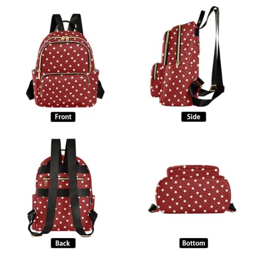 Image of ALAZA Red Polka Dots Pattern Medium Backpack Purse for Women Travel Bag Fashion Daypack Back Pack Shoulder Bag