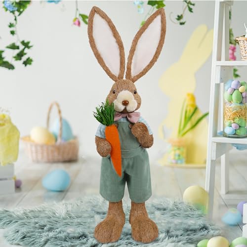 DRDUDU-Easter-Bunny-Decor-27-FT-Large-Bunnies-Statue-Outdoor-Porch-Decorations-with-Carrot-Sisal-Tall-Bunny-Topiary-Easter-Standing-Straw-Rabbit-for-Indoor-Garden-Farmhouse-Front-Door-Spring DRDUDU Easter Bunny Decor 27 FT Large Bunnies Statue Outdoor Porch Decorations with Carrot Sisal Tall Bunny Topiary Easter Standing Straw Rabbit for Indoor Garden Farmhouse Front Door Spring