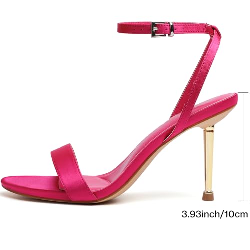 Image of Mostrin Strappy Heels for Women Ankle Strap Heels Women's Heeled Sandals for Party Prom Wedding