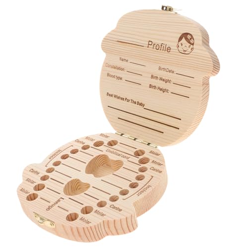 Alipis Wooden Boys and Girls Tooth Box Baby Teeth Preservation Keepsake Organizer for Baby Shower