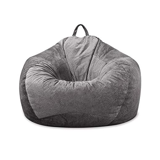 MFTEK Bean Bag Chair Cover Only, Large Washable Memory Foam Furniture Bean Bag with Wash Bag, Without Bean Filling, 43.3''×43.3''×47.2''(Gray)