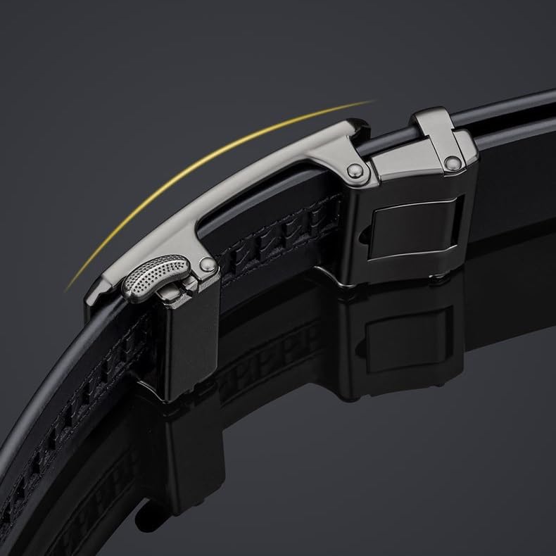 JSEIAJB Men's Leather Belt With Automatic Buckle Cowhide Belt Business Belt(115cm)4