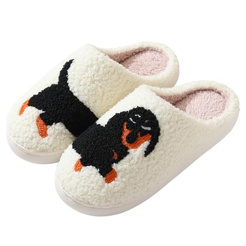 Figdews lammfell hausschuhe damen,Frauen Männer Fuzzy Memory Foam Cartoon Tier Hausschuhe Neuheit Lustige Hund Pantoffeln Winter Warm Plüsch Pantoffeln