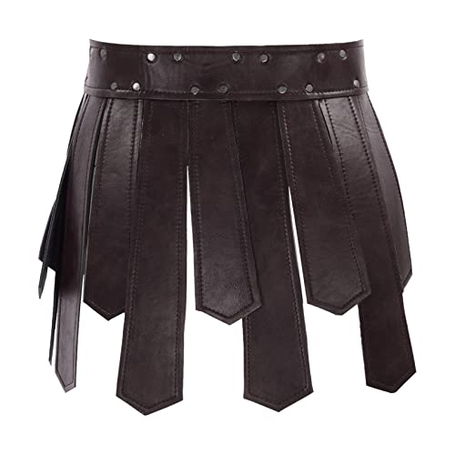 iiniim Roman PU Leather Skirt Belt Medieval Warrior Tassel Waist Belt Viking Knight Fringe Skirt Belt2
