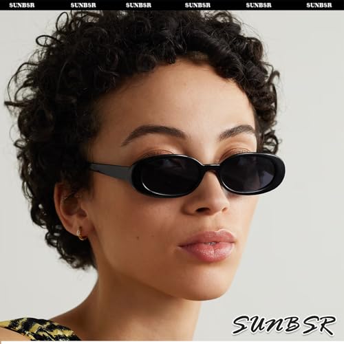 Retro Oval Sunglasses for Women Men Trendy Small Oval Shaped Sun Glasses 90's Vintage Shades2