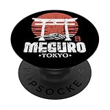Retro Meguro Japan Torii Gate Japan Kanji Japonés Souvenir PopSockets PopGrip Adhesivo
