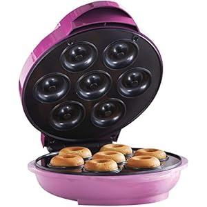 Brentwood TS-250 Mini Donut Maker Machine, Non-Stick, Pink, 7 Mini Donuts