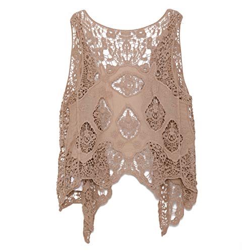 Image of JASTIE Women Open Stitch Cardigan Boho Sleeveless Hippie Summer Hollow Out Solid Crochet Vest