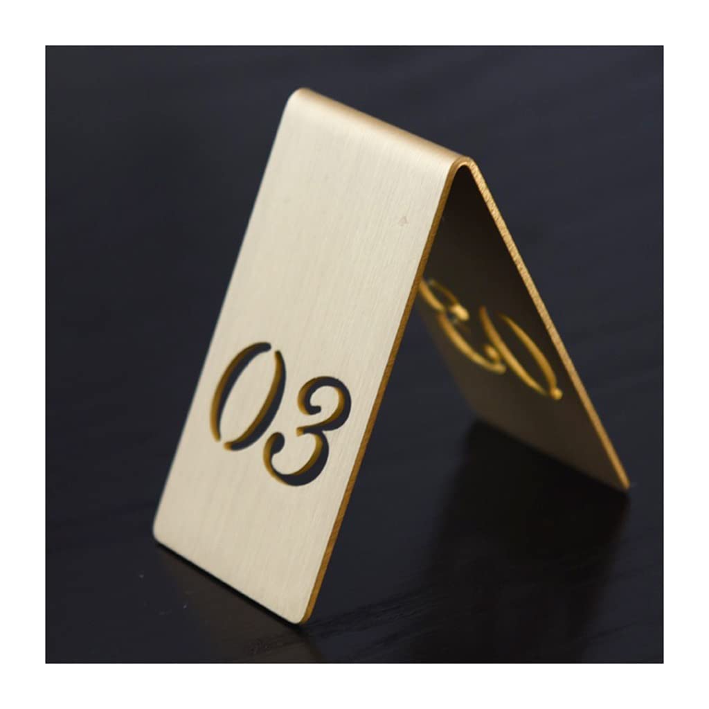 Placas de señalización de escritorio con números de mesa de pie, huecas, de doble cara, para restaurantes, cafeterías y bares, de latón, para reservar asientos, 6,5 cm × 6,5 cm × 4 cm, 3 unidades